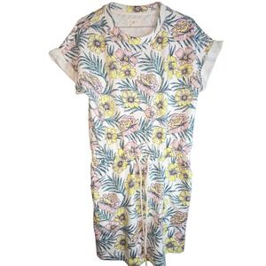 Lou & Grey Floral Print Drawstring Waist Casual Mini Dress Women's Size L